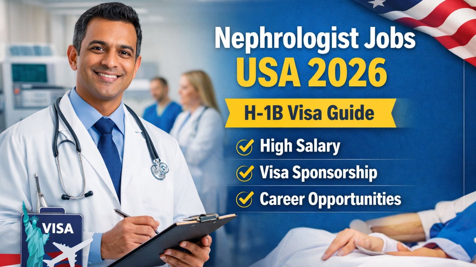 Nephrologist doctor in USA hospital with H-1B visa sponsorship career opportunity 2026
